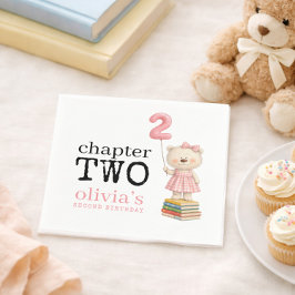 Chapter Two Teddy Bear Books Girl 2nd Birthday Serviette