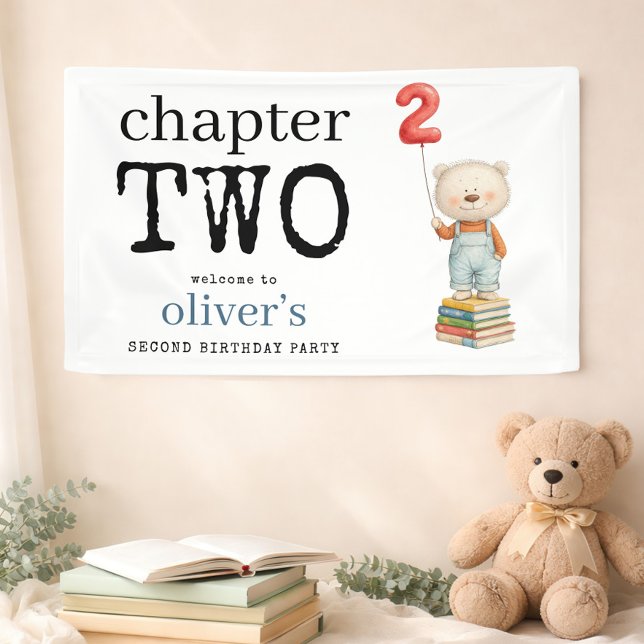 Chapter Two Teddy Bear Books Welcome 2nd Birthday Banner (Von Creator hochgeladen)