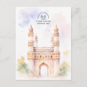 Char Minar, Haidrabad Minimales luftiges Aquarel Feiertagspostkarte