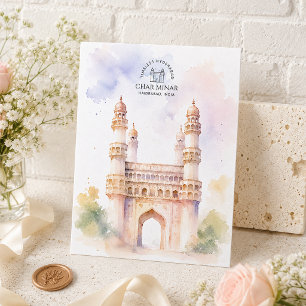 Char Minar, Haidrabad Minimales luftiges Aquarel Feiertagspostkarte