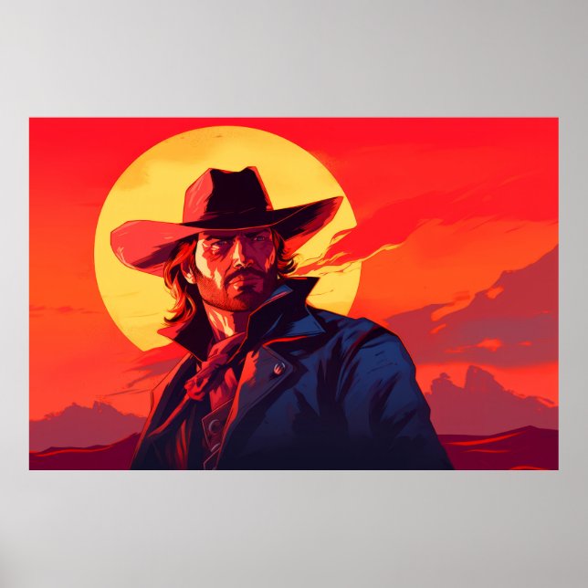 Character Western Man Cowboy Portrait Poster (Vorne)