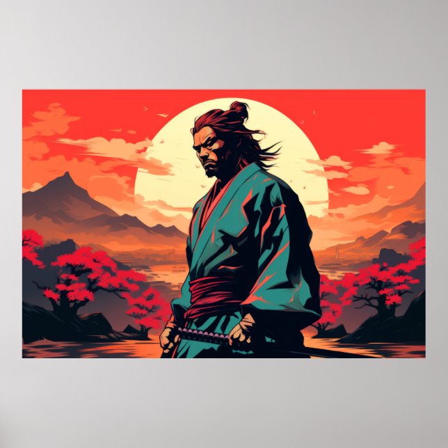 Charakter Japan Warrior Samurai Portrait Poster (Vorne)