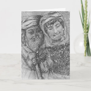 Charcoal Art Zeichne Shepherds Weihnachtskarte Feiertagskarte