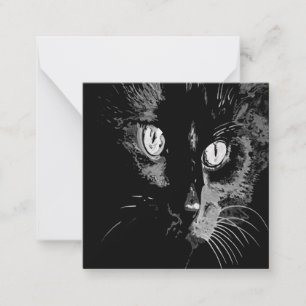 Charcoal Artistic Black Cat Portrait Mitteilungskarte