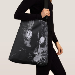 Charcoal Artistic Black Cat Portrait Tragetaschen Mit Langen Trägern