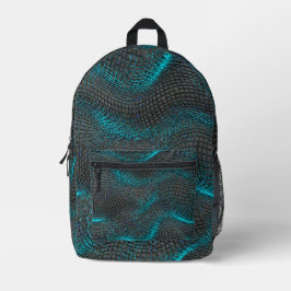 Charcoal Base with Teal Wave Accents Bedruckter Rucksack