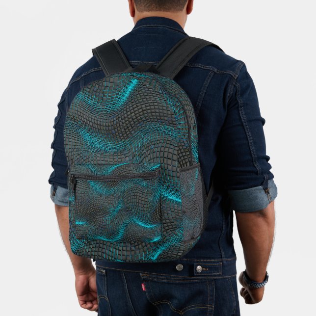 Charcoal Base with Teal Wave Accents Bedruckter Rucksack (Insitu (Modell))
