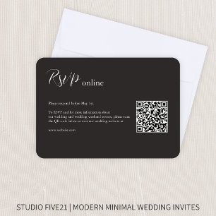 Charcoal Black ・ Elegante Moderne Hochzeit RSVP Karte