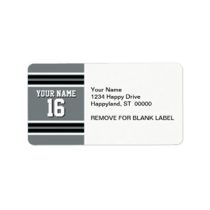 Charcoal Black Whit Team Jersey Name Adressaufkleber