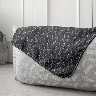 Charcoal Black & White Halloween Skelettmuster Sherpadecke