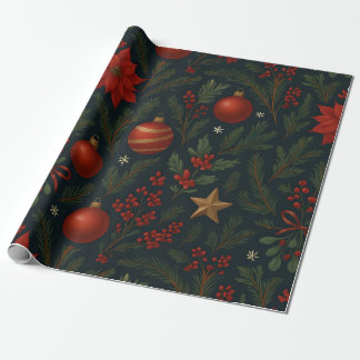 Charcoal Bloom - Charcoal Floral Holiday Geschenkpapier