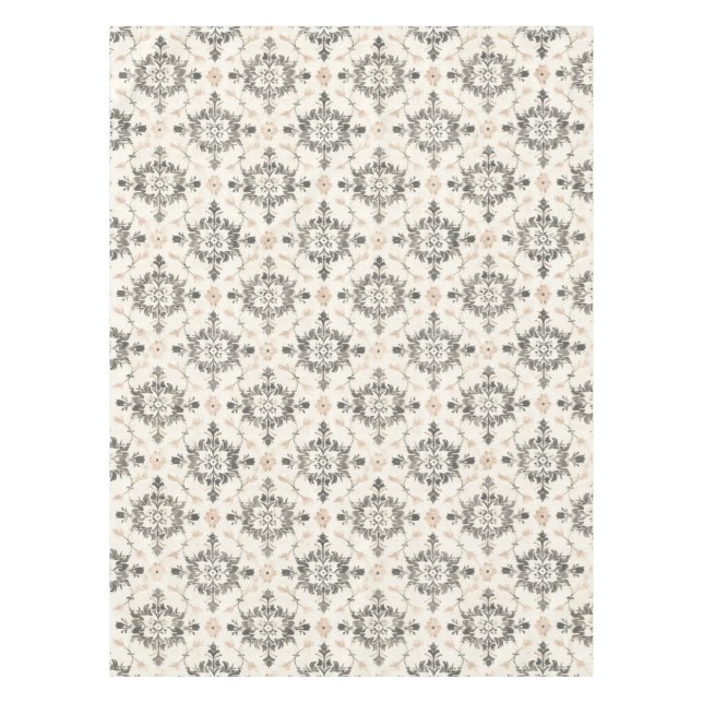 Charcoal & Blush French Damask Tablecloth Tischdecke (Vorderseite)