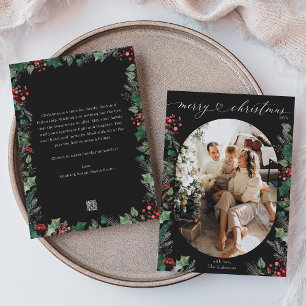 Charcoal Botanical Message Frohe Weihnachtskarte Feiertagskarte