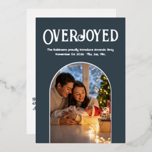 Charcoal Christmas Baby Birth Announcement Foto Folien Feiertagskarte