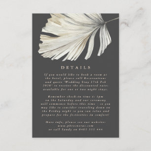 Charcoal Cream Pampas Grass Floral Jungle Wedding Begleitkarte