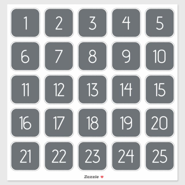 Charcoal Customizable Square Number Stickers  Aufkleber (Blatt)