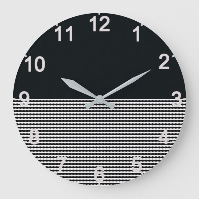 Charcoal Denim and Horizontal Lines, Wall Clock Große Wanduhr (Vorderseite)