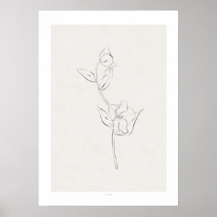 Charcoal Floral Print 'Helleborum' Poster