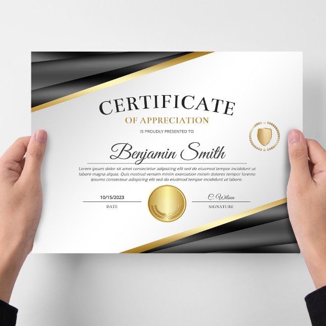 Charcoal & Gold Certificate of Appreciation Award (Von Creator hochgeladen)