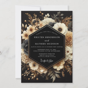 Charcoal Gold Nocturne Hochzeit Einladung