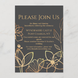 Charcoal & Gold QR Code Wedding Begleitkarte