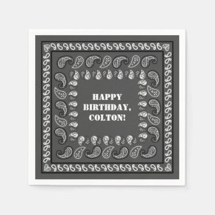 Charcoal Grau Western Bandana Print Geburtstagspar Serviette