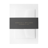 Charcoal Graue & Gold Wedding Einladung Bauchband