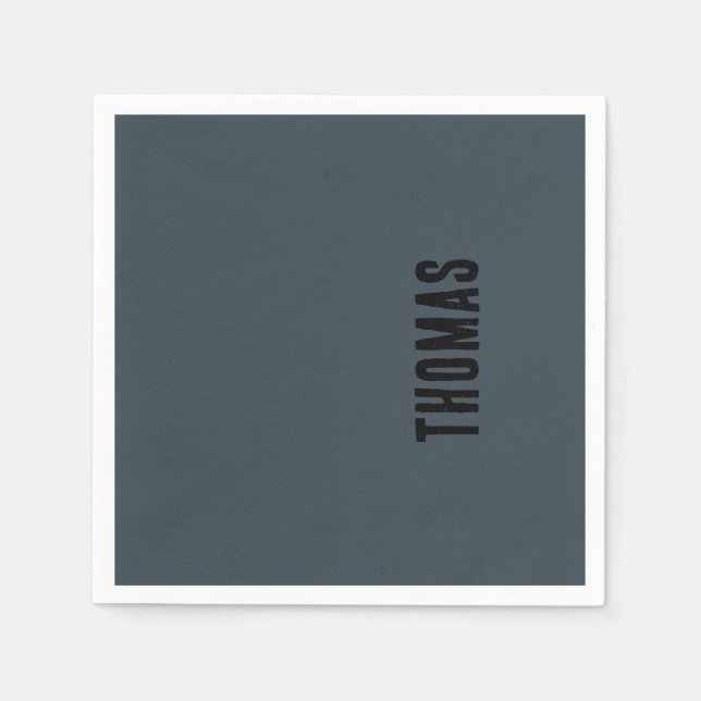 Charcoal Graue Personalisierte Minimalistische Bez Serviette (Vorderseite)