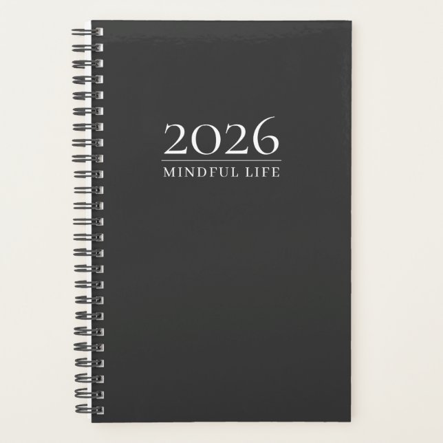 Charcoal Gray 2026 Planner | Custom Initials Planer (Vorderseite)