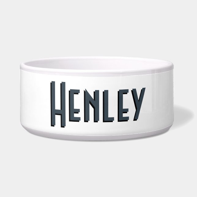 Charcoal Gray 3D Minimalistisch Modern Name Napf (Vorderseite)