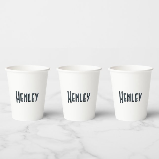 Charcoal Gray 3D Minimalistisch Modern Name Pappbecher (Multi)
