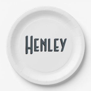 Charcoal Gray 3D Minimalistisch Modern Name Pappteller