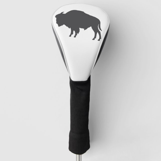 Charcoal Gray Bison Silhouette Golf Headcover (Vorderseite)