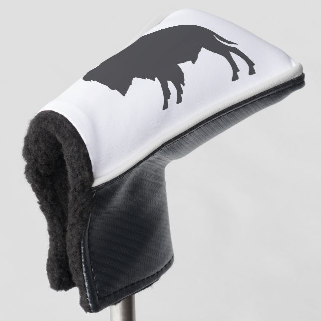Charcoal Gray Bison Silhouette Golf Headcover (3/4 Vorderseite)