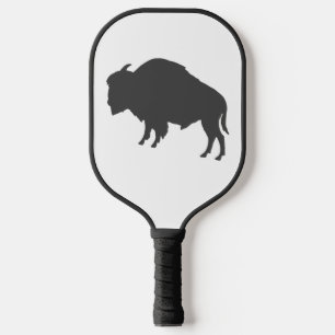 Charcoal Gray Bison Silhouette Wild Animal Pickleball Schläger