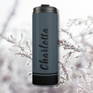 Charcoal Gray Black Elegant Minimal individuell an Thermosbecher