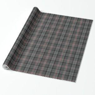 Charcoal Gray Black Red Tartan Kariert Geschenkpapier