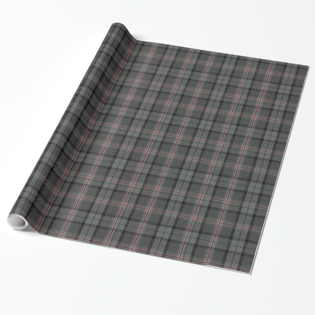 Charcoal Gray Black Red Tartan Kariert Geschenkpapier (Ungerollt)
