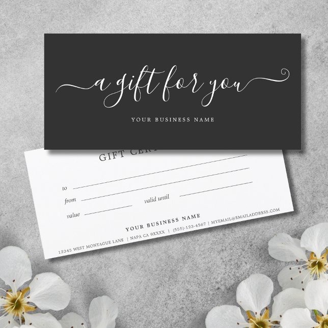 Charcoal Gray Business Gift Certificate Elegante (Charco Gray Gift Certificate )