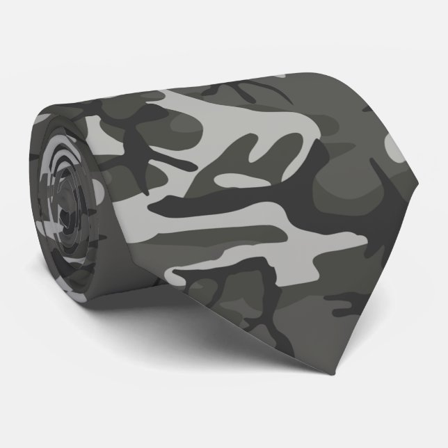 Charcoal Gray Camouflage Krawatte (Gerollt)