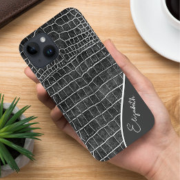 Charcoal Gray Crocodile Personalisiert iPhone 14 Hülle