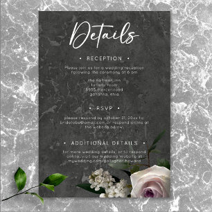 Charcoal Gray Elegant Floral Moderne Hochzeit Begleitkarte