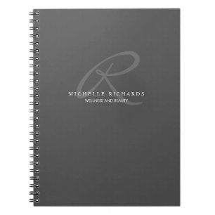 Charcoal Gray Elegant Minimalistisch Monogram Notizblock