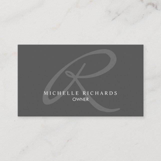 Charcoal Gray Elegant Minimalistisches Logo Visitenkarte (Vorderseite)