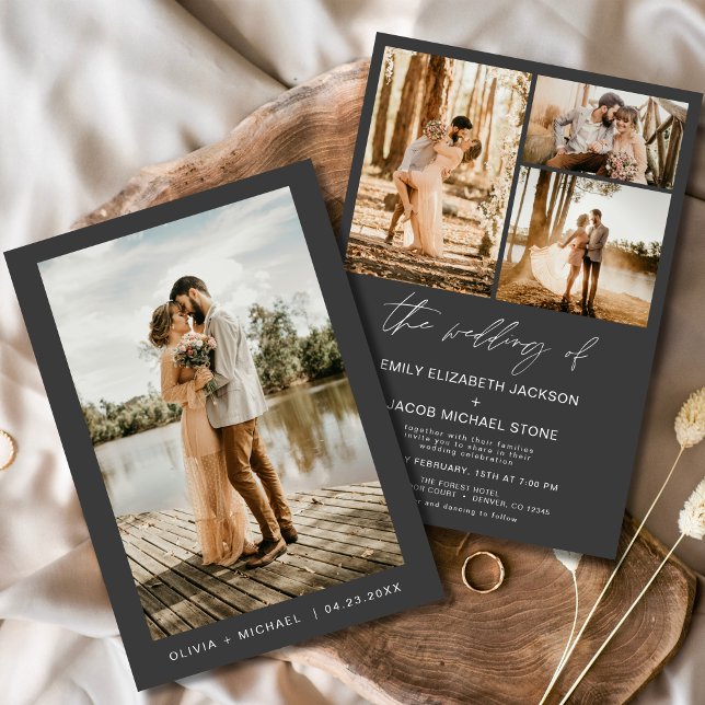 Charcoal Gray Minimalistisch Elegantes Foto Hochze Einladung (Von Creator hochgeladen)