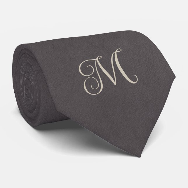 Charcoal Gray Monogram Krawatte (Gerollt)