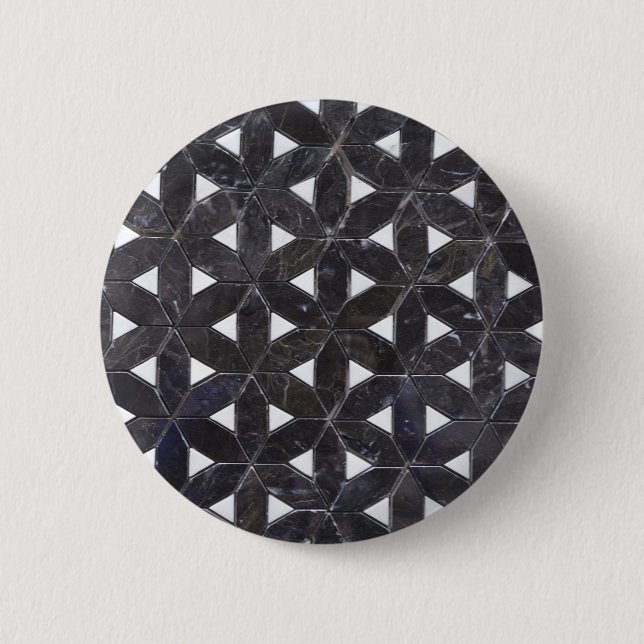 Charcoal Gray Mosaic | Blume des Lebensverlaufs Button (Vorderseite)