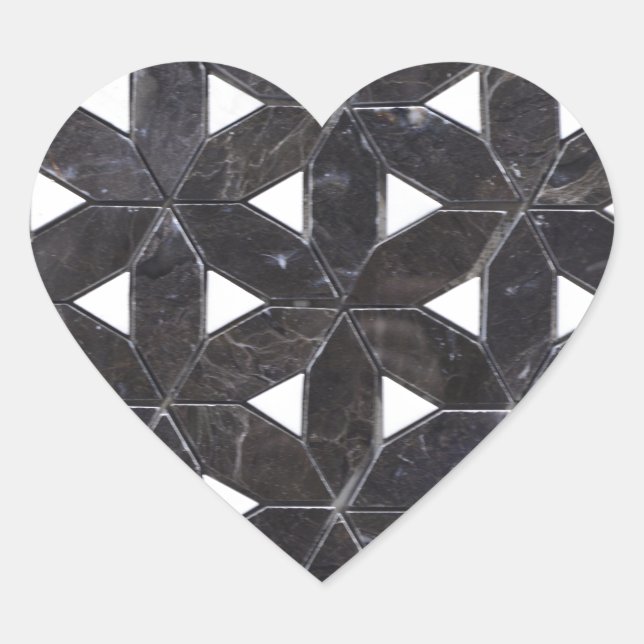 Charcoal Gray Mosaic | Blume des Lebensverlaufs Herz-Aufkleber (Vorderseite)