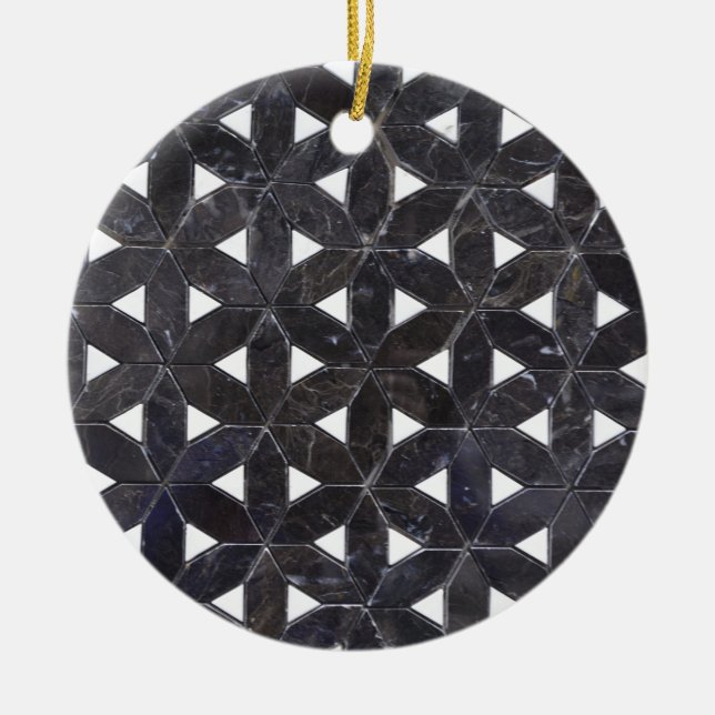 Charcoal Gray Mosaic | Blume des Lebensverlaufs Keramik Ornament (Vorne)