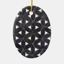Charcoal Gray Mosaic | Blume des Lebensverlaufs Keramik Ornament